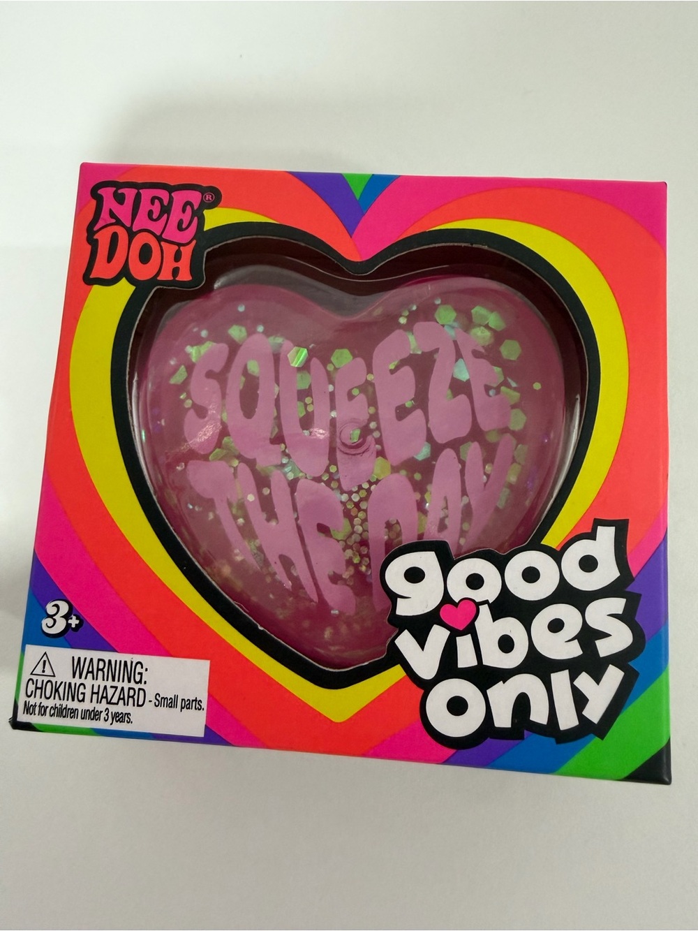 Nee Doh Good Vibes Only Heart Stress Toy - Pink